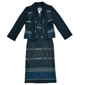 Vintage Wooded River 3 Piece Suit Skirt Set